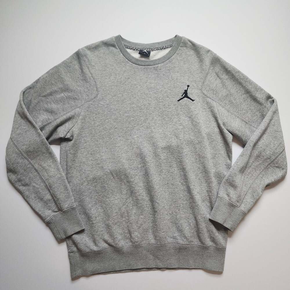 Jordan Jumpman Embroidered Gray Crewneck Sweatshirt Large